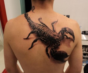 Terrificante scorpione in 3D al centro della schiena