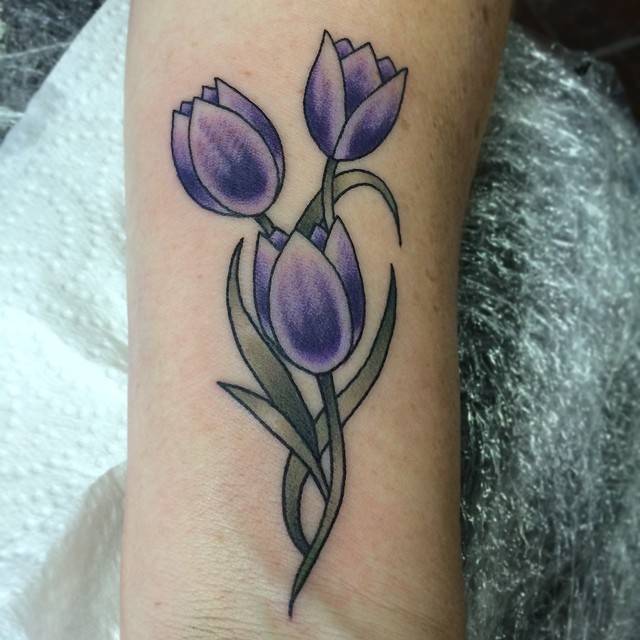 Three-Purple-Tulip-Flowers-Tattoo-Design