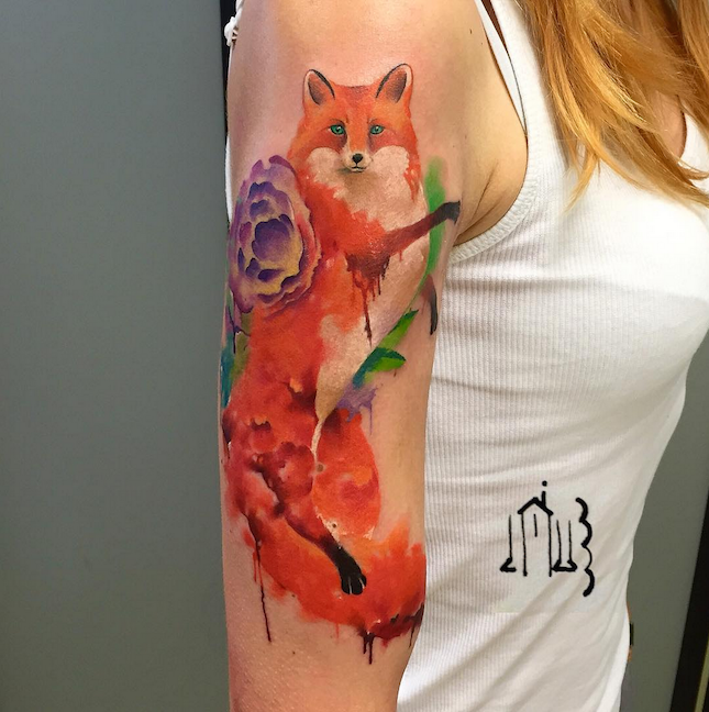 instagram-tattoo-artist-leshalauz-fox-watercolor
