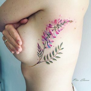 tatuaggi colorati ispirati alla natura pis saro glicine